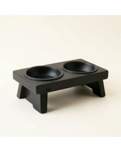 Pine Bluff Pet Feeding Stand With Two Plain Empty Bowls - Black (synthetic illustration; no displayed measurements)