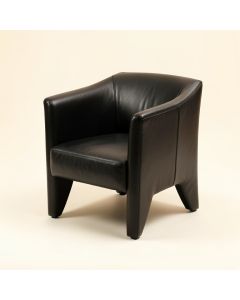 Bartram Leather Upholstered Side Chair In Black (synthetic illustration; no displayed measurements)