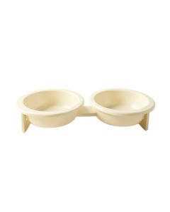 Ash Field Pet Feeding Stand With Two Plain Empty Bowls - Ivory