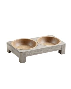 Lake Bridge Pet Feeding Stand With Two Plain Empty Bowls - Gray (synthetic illustration; no displayed measurements)