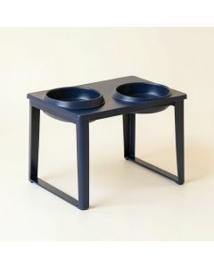 Clay Branch Pet Feeding Stand With Two Plain Empty Bowls - Navy (synthetic illustration; no displayed measurements)
