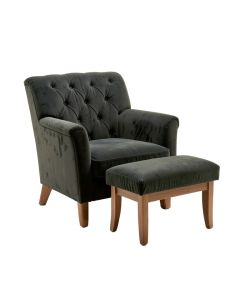 Zena 28.75 '' Wide Tufted Velvet Armchair And Ottoman (synthetic illustration; no displayed measurements)