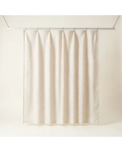 Stone Bluff Shower Curtain Hanging Flat From A Plain Rod - Ivory (synthetic illustration; no displayed measurements)