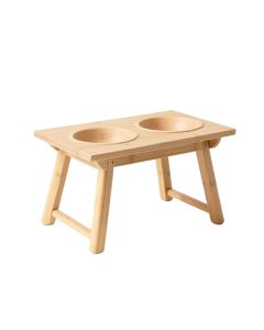 Laurel Falls Pet Feeding Stand With Two Plain Empty Bowls - Beige
