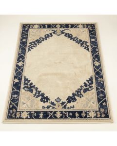 Khoe Century Home Good Ivory/Navy Blue/Beige Area Rug (synthetic illustration; no displayed measurements)