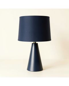 Maple Bend Table Lamp With A Plain Fabric Shade - Navy (synthetic illustration; no displayed measurements)