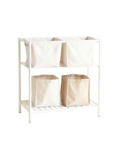 Oak Arc Laundry Sorting Station With Plain Removable Bags - White