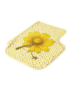 Little Bird With A Giant Flower On A Dotted Background Retro Inspired Print Multicolor Kitchen Mat (synthetic illustration; no displayed measurements)