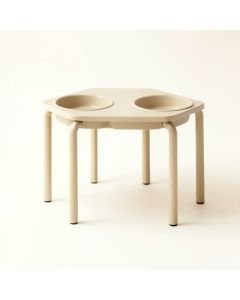 Birch Bend Pet Feeding Stand With Two Plain Empty Bowls - Beige (synthetic illustration; no displayed measurements)