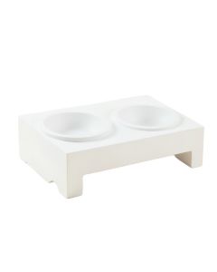 Reed Dale Pet Feeding Stand With Two Plain Empty Bowls - White