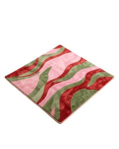 Ombre Hand Drawn Waves Pink/Red/Green Area Rug