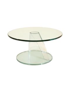 Umana Modern Round Glass And Faux Crystal Coffee Table