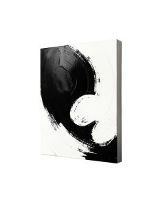 Abstract Halfway In Black And White Paint - Wrapped Canvas Graphic Art Print