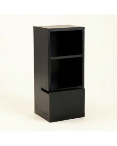 Oak Arc Narrow Cubby Tower (synthetic illustration; no displayed measurements)