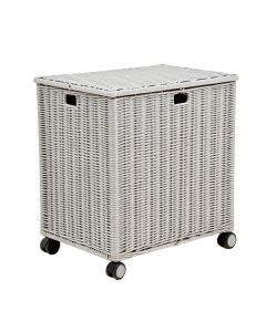 Vidaxl 0 Gallons Gallon Water Resistant Acacia Wicker Deck Box With Wheels In Light Grey