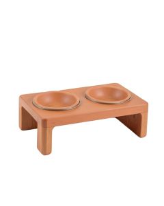 Glen Dell Pet Feeding Stand With Two Plain Empty Bowls - Terracotta