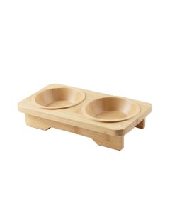 Flint Falls Pet Feeding Stand With Two Plain Empty Bowls - Beige