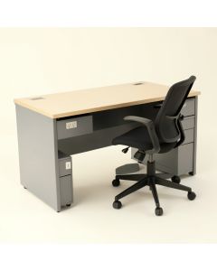 Desk With Built In Outlets And Chair Set (synthetic illustration; no displayed measurements)