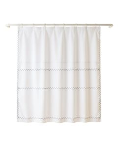 Ridge Crossing Shower Curtain Hanging Flat From A Plain Rod - White (synthetic illustration; no displayed measurements)