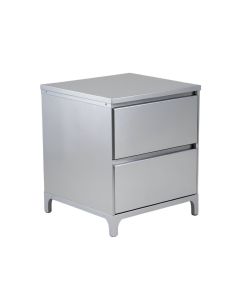 Colrain Two-Drawer Nightstand in Silver