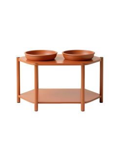 Meadow Bridge Pet Feeding Stand With Two Plain Empty Bowls - Terracotta