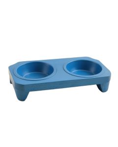 Brook Field Pet Feeding Stand With Two Plain Empty Bowls - Blue