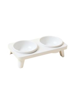Field Brook Pet Feeding Stand With Two Plain Empty Bowls - White (synthetic illustration; no displayed measurements)