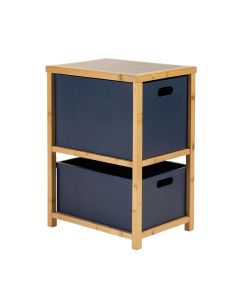 Olive Canyon Freestanding Pull-Out Hamper Cabinet - Navy
