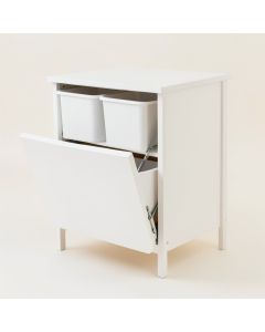Slate Arc Freestanding Pull-Out Hamper Cabinet - White (synthetic illustration; no displayed measurements)
