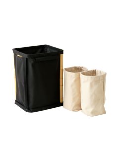 Cedar Branch Laundry Sorting Station With Plain Removable Bags - Black (synthetic illustration; no displayed measurements)