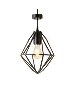 Maeve 1 - Light Unique / Statement Geometric Pendant With Wrought Iron Accents