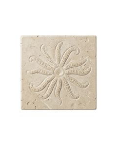 6 '' X 6 '' Seastone Cement Squid Fossil Impression Square Edge Medallion Tile In Buff (synthetic illustration; no displayed measurements)