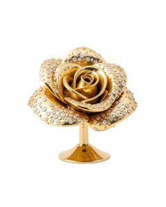 24K Gold Plated Crystal Studded 10 Piece Rose Sculpture