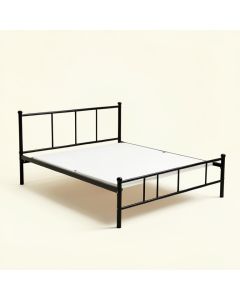 Metal And Wood Bed Frame With Headboard And Footboard (synthetic illustration; no displayed measurements)