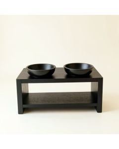 Cove Crossing Pet Feeding Stand With Two Plain Empty Bowls - Black (synthetic illustration; no displayed measurements)