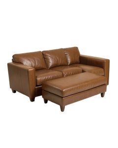 Ledyard Faux Leather Reversible Sofa & Chaise With Ottoman