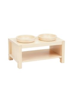 Heath Bend Pet Feeding Stand With Two Plain Empty Bowls - Ivory