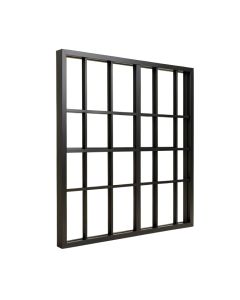 Metal Window Pane Design Wall Decor With 20 Panes , Black