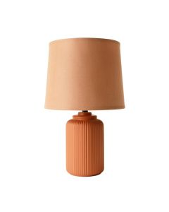 Summit Arc Table Lamp With A Plain Fabric Shade - Terracotta (synthetic illustration; no displayed measurements)