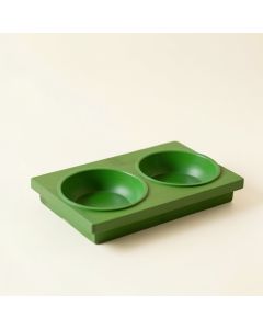 Alder Dell Pet Feeding Stand With Two Plain Empty Bowls - Green (synthetic illustration; no displayed measurements)