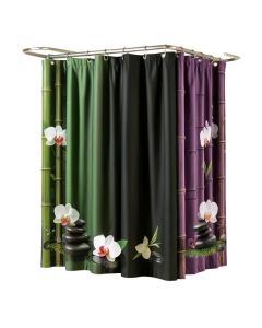 Spa Asian Relaxation With Zen Massage Stones Orchid And Bamboo Shower Curtain Set (synthetic illustration; no displayed measurements)