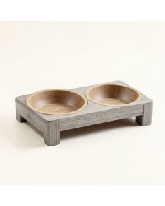 Lake Bridge Pet Feeding Stand With Two Plain Empty Bowls - Gray (synthetic illustration; no displayed measurements)