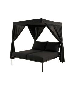 Arlmont & Co. Outdoor Lounge Bed With Canopy And Pillows Black (synthetic illustration; no displayed measurements)