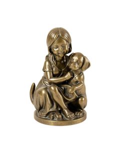 Slaymaker Girl And Pup Reading Statue