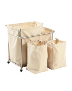 Slate Arc Laundry Sorting Station With Plain Removable Bags - Beige