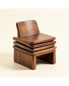 Solid Wood Stacking Side Chair In Brown (synthetic illustration; no displayed measurements)