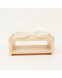 Rowan Dale Pet Feeding Stand With Two Plain Empty Bowls - Ivory (synthetic illustration; no displayed measurements)