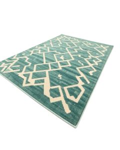 Geometric Teal/Ivory Outdoor Rug (synthetic illustration; no displayed measurements)
