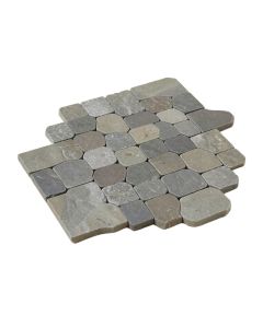 Interlocking Random Sized Glass/Stone Mosaic Tile In Gray/Taupe