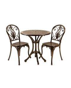 3 Piece Patio Bistro Table Set Outdoor Furniture Antique Aluminium Chair Bistro